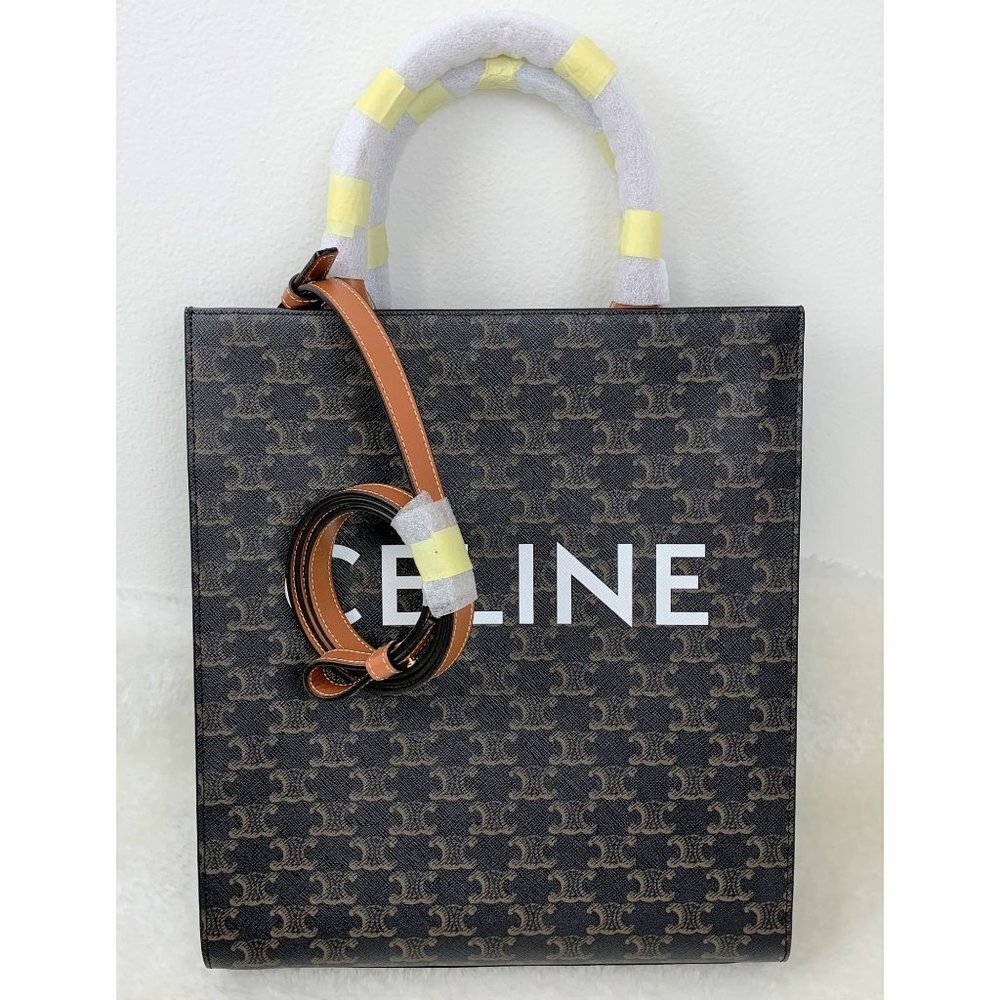 NWT Celine Vertical Cabas Triomphe Tan Shoulder Bag - Picture 9 of 13